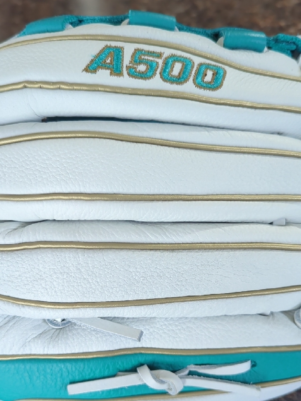 Wilson Teal, White and Gold Baseball Glove - Picture 4 of 9